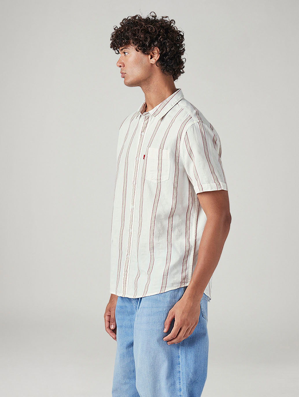 Men's Striped Relaxed Fit Shirt - Side View