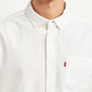 Men's Solid White Slim Fit Oxford Shirt - Detail View