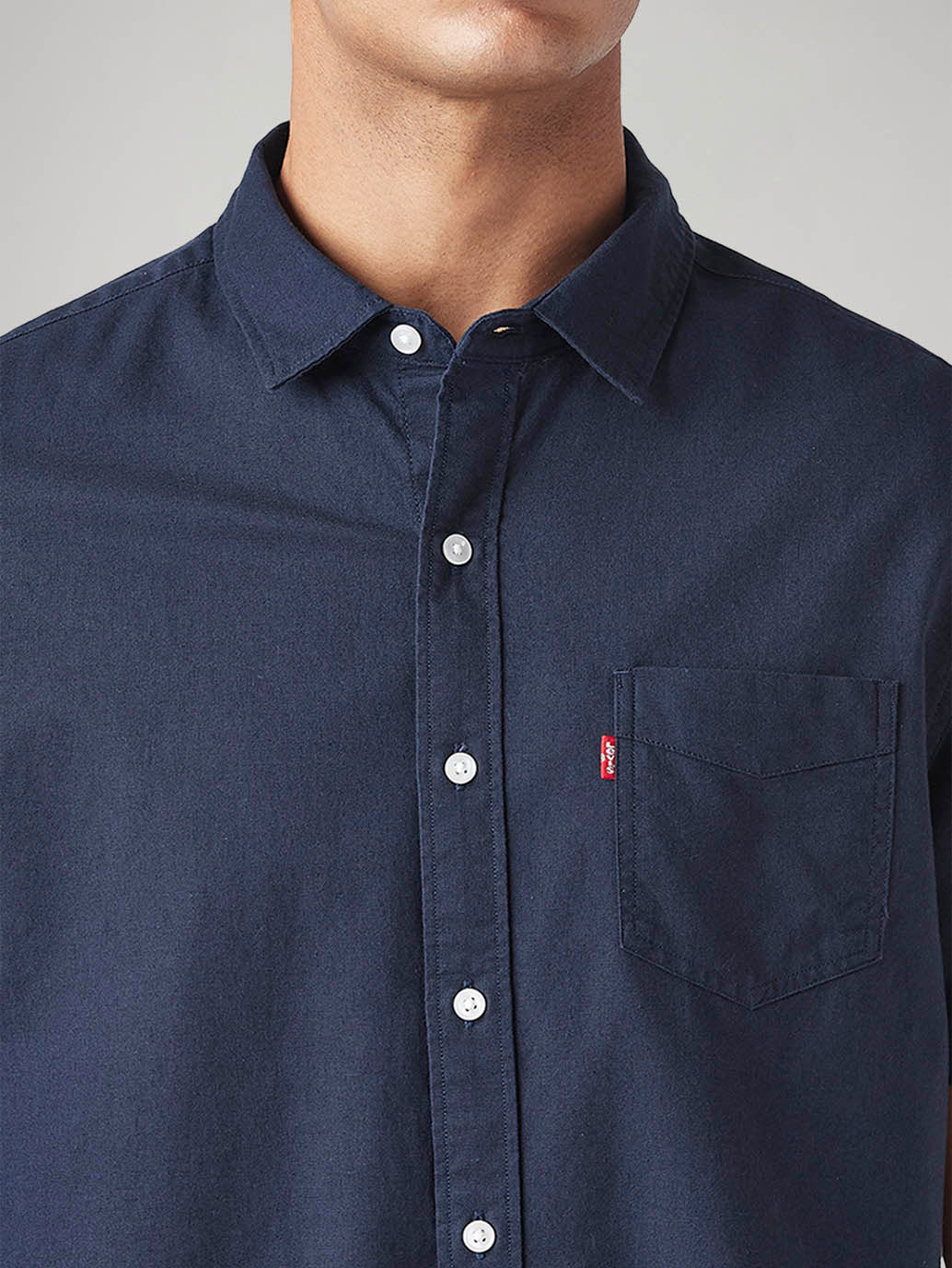 Men's Solid Navy Slim Fit Oxford Shirt - 2c336877-8711-4f8b-8a5a-065ee95fa94c View