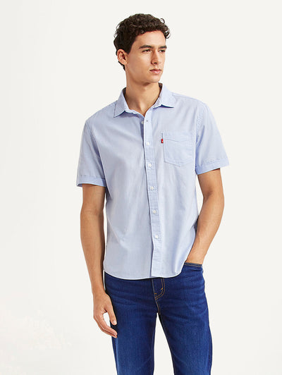 levi's Men's Solid Light Blue Slim Fit Oxford Shirt-picture-26