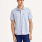 Men's Solid Light Blue Slim Fit Oxford Shirt - Front View