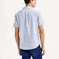 Men's Solid Light Blue Slim Fit Oxford Shirt - Back View