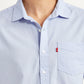 Men's Solid Light Blue Slim Fit Oxford Shirt - Detail View