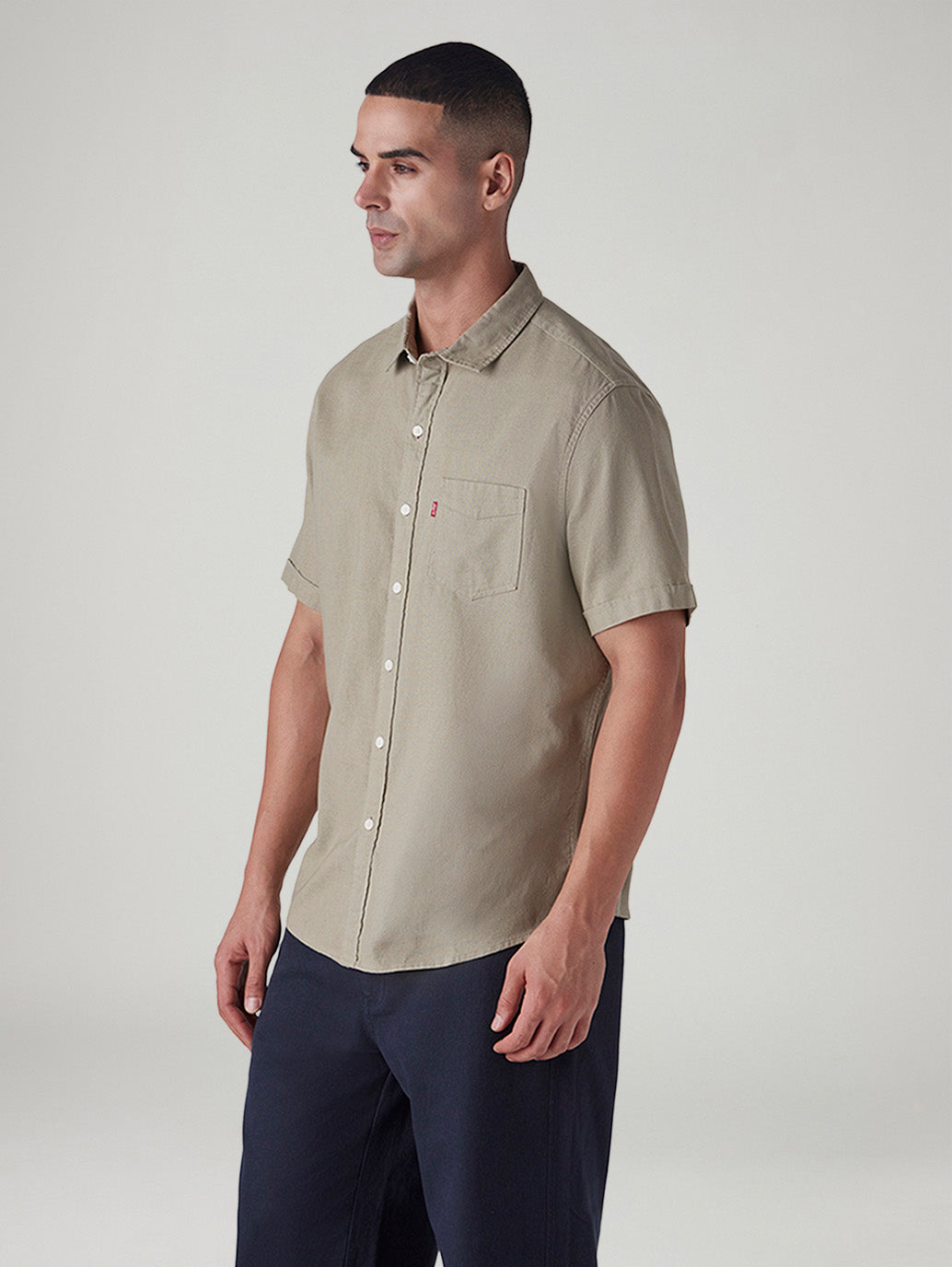 Men's Solid Slim Fit Oxford Shirt - Side View