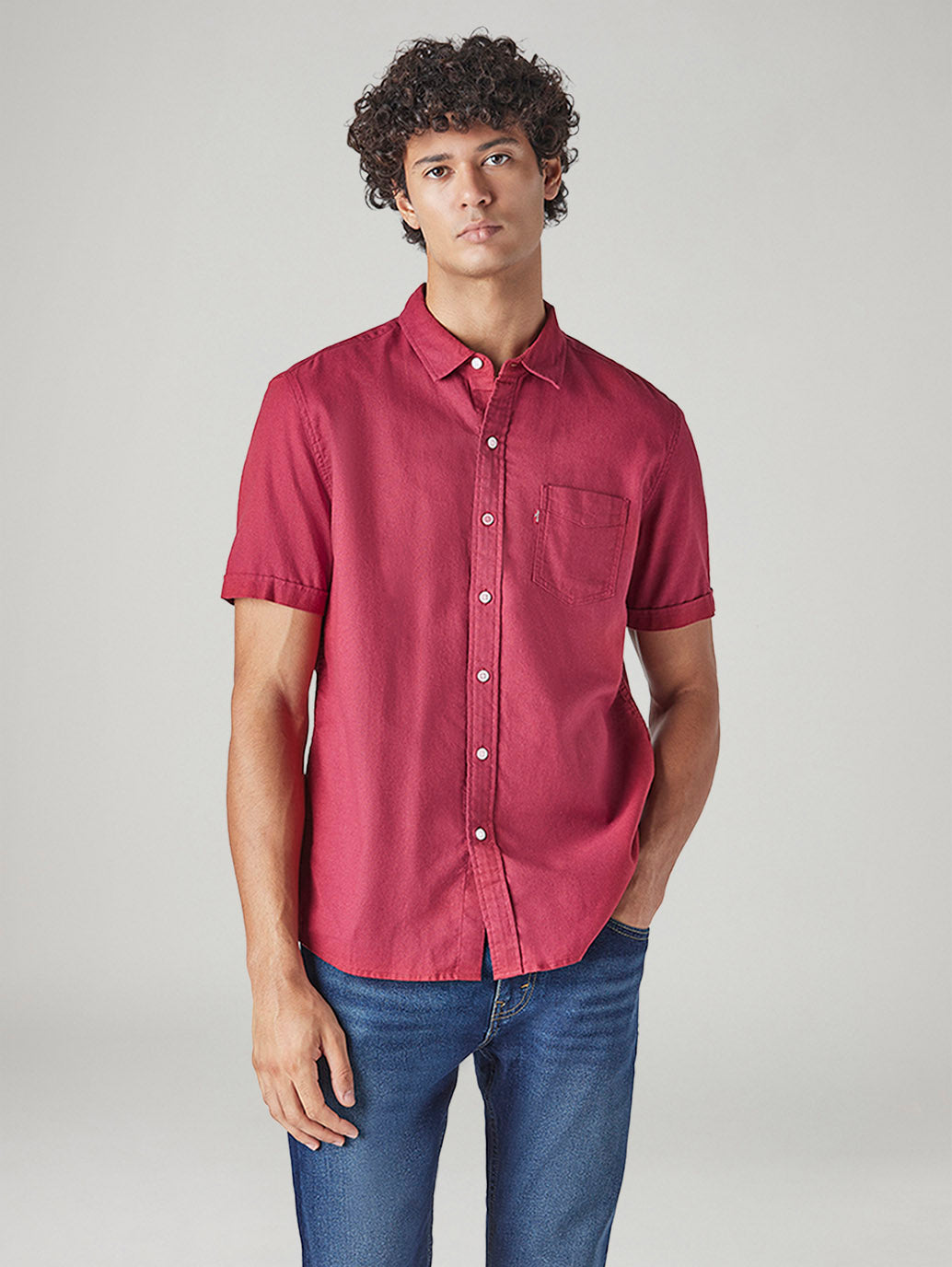 Men's Solid Slim Fit Shirt - Front View