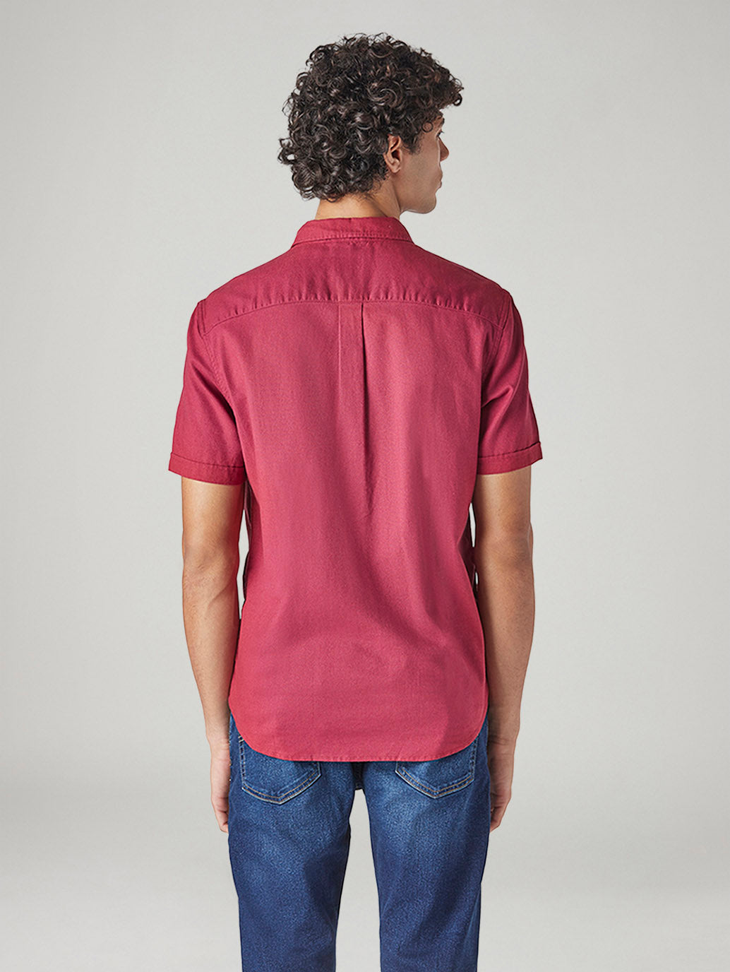 Men's Solid Slim Fit Shirt - Back View