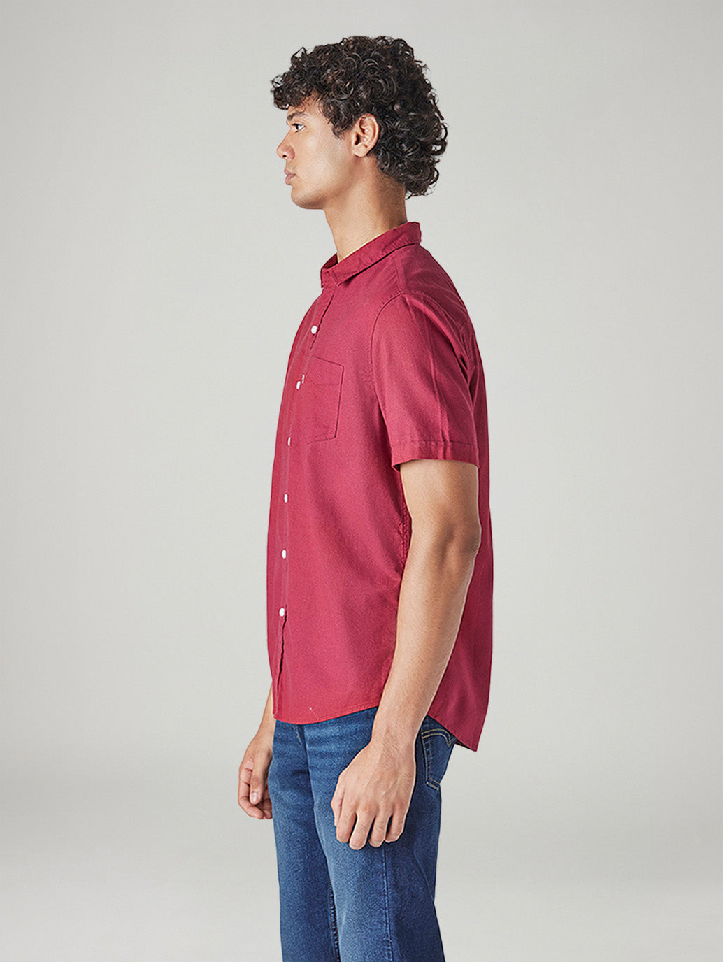 Men's Solid Slim Fit Shirt - Side View