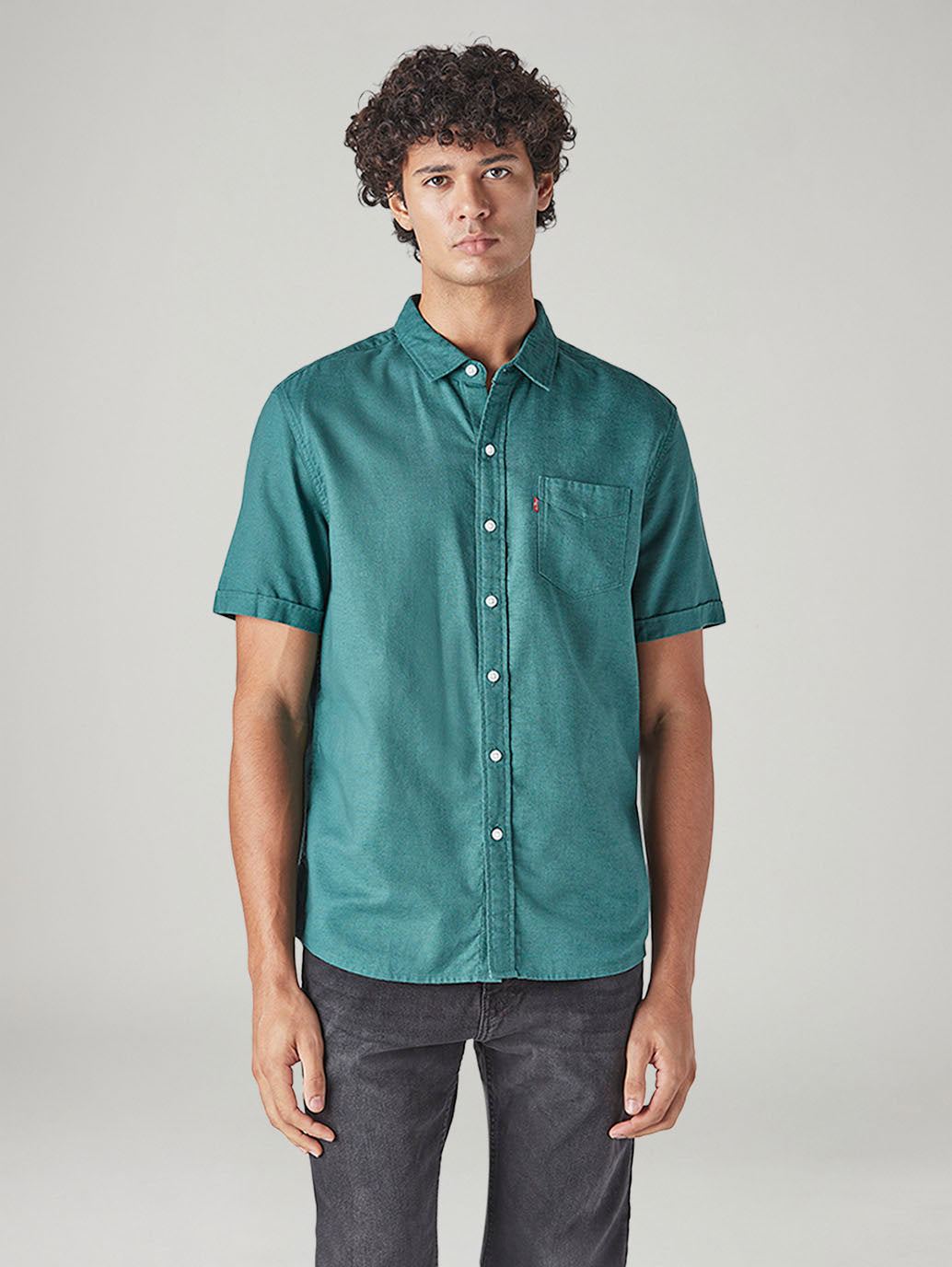 Men's Solid Slim Fit Oxford Shirt - Front View