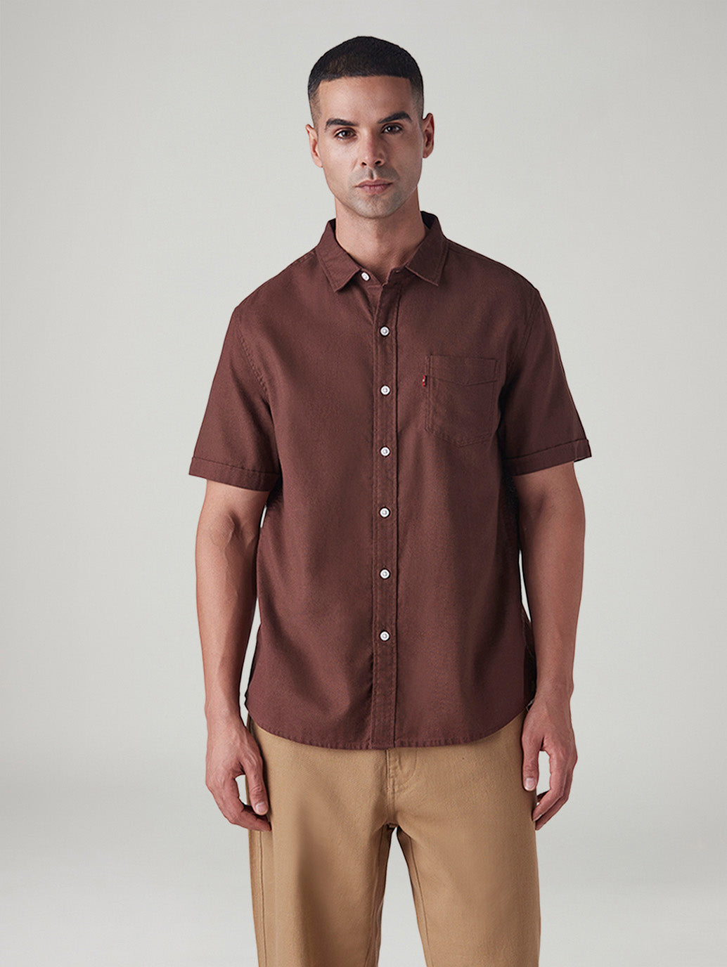 Men's Solid Slim Fit Oxford Shirt - Front View