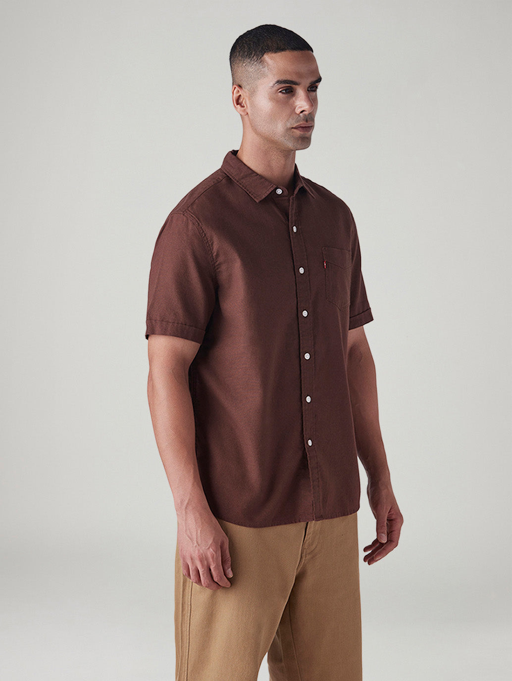 Men's Solid Slim Fit Oxford Shirt - Side View