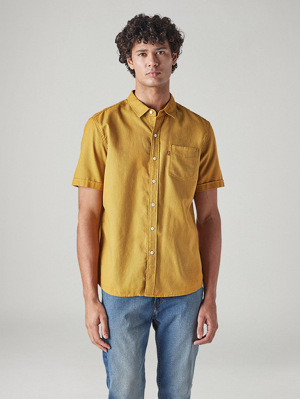 Men's Solid Slim Fit Oxford Shirt - Front View