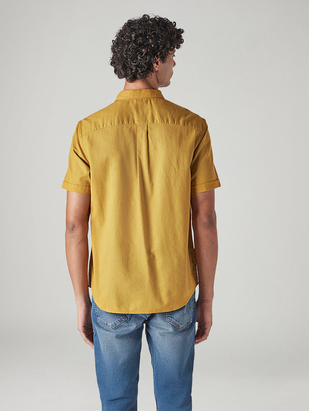 Men's Solid Slim Fit Oxford Shirt - Back View