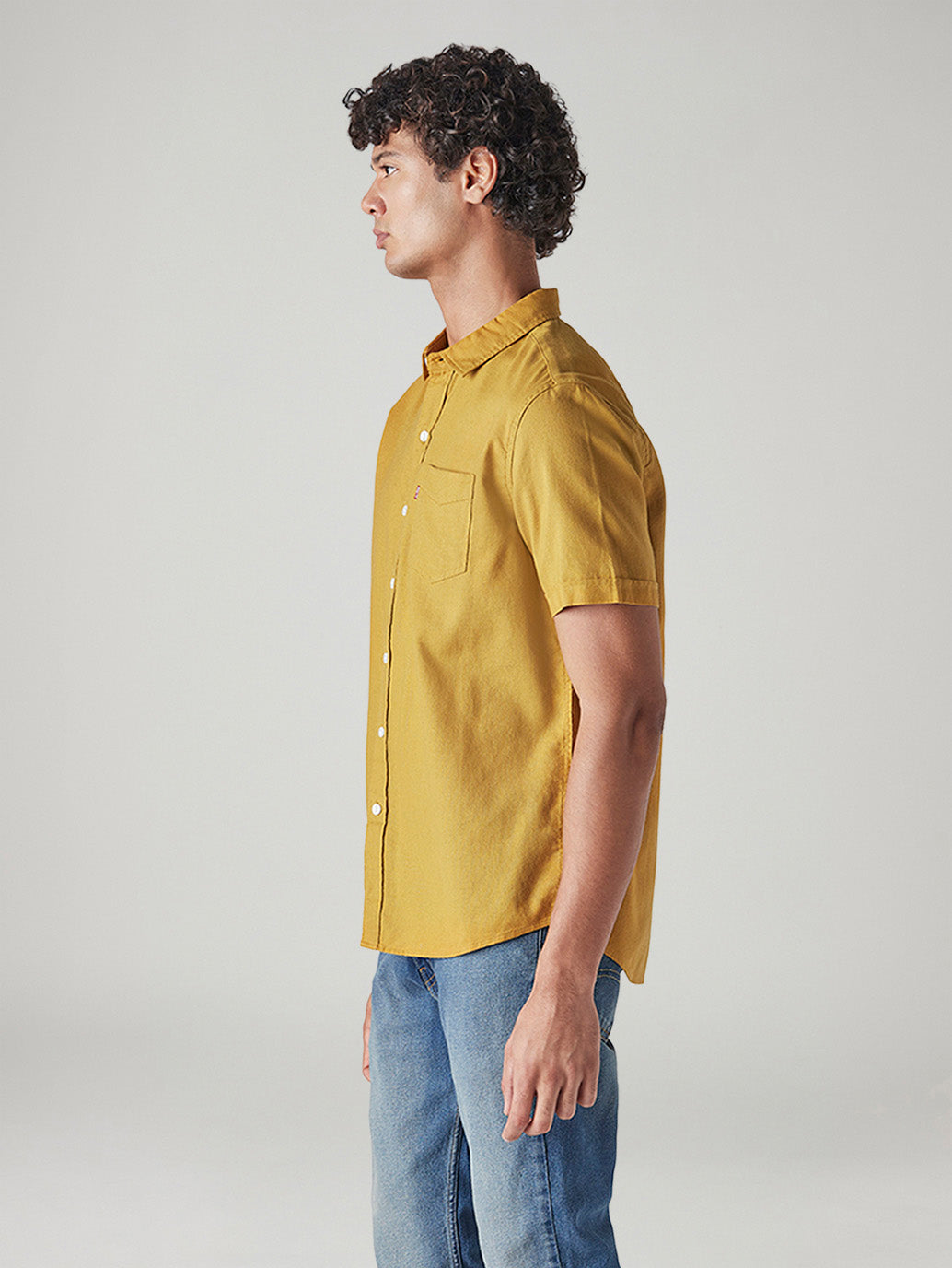 Men's Solid Slim Fit Oxford Shirt - Side View