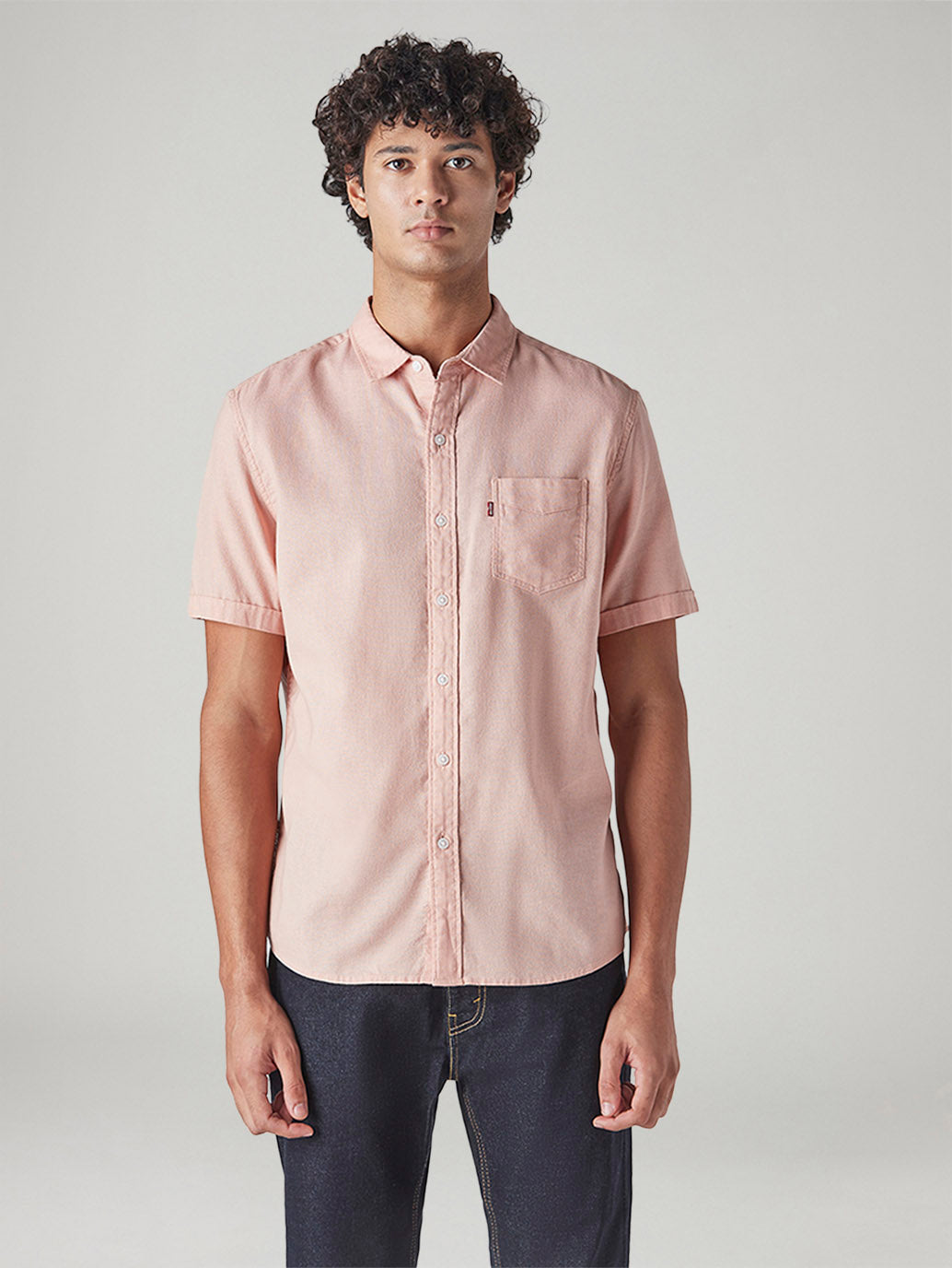 Men's Solid Slim Fit Oxford Shirt - Front View