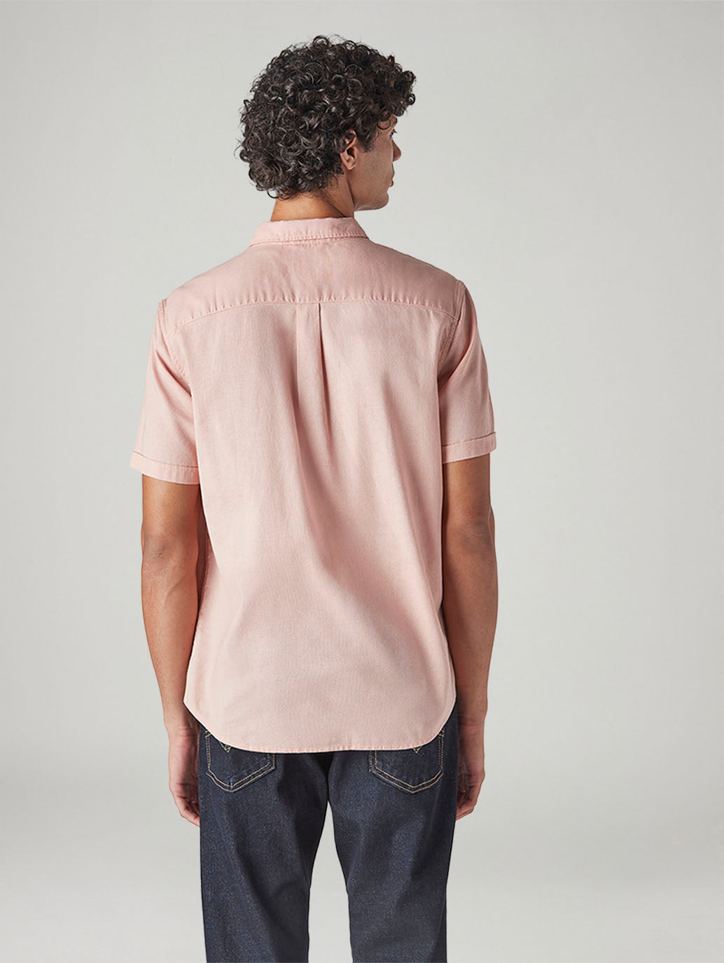 Men's Solid Slim Fit Oxford Shirt - Back View