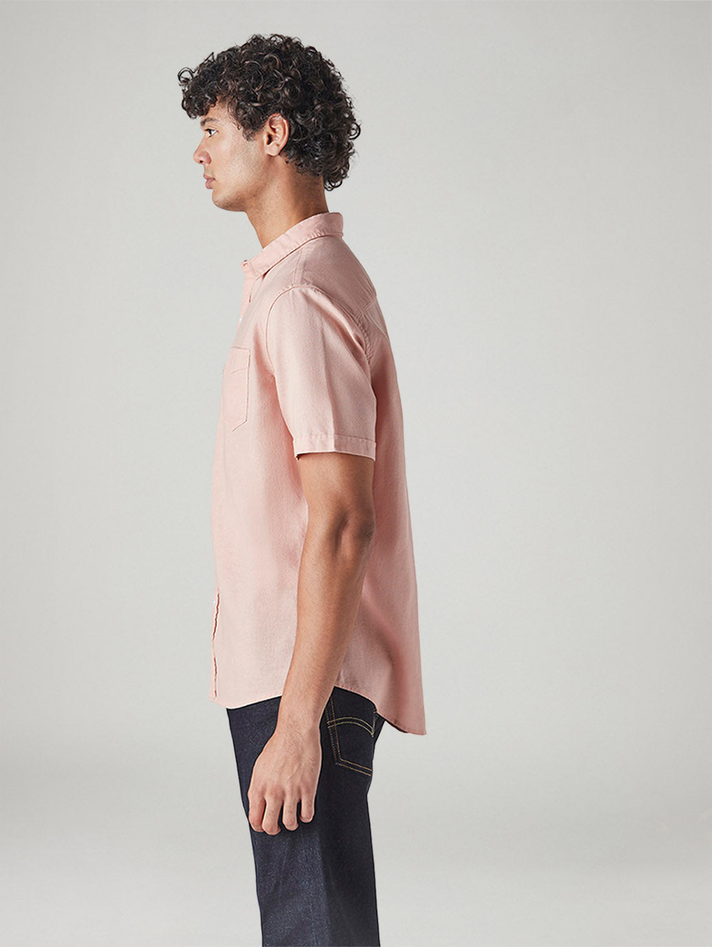 Men's Solid Slim Fit Oxford Shirt - Side View