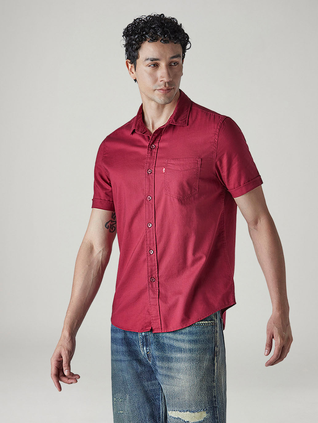 Men's Solid Slim Fit Shirt - Side View