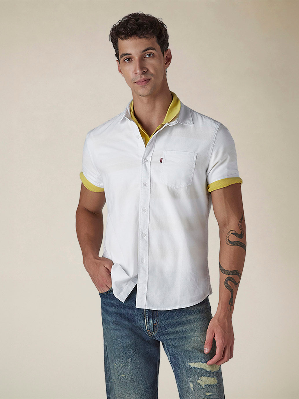 Men's Solid Button Down Collar Slim Fit Oxford Shirt - Styleshot View