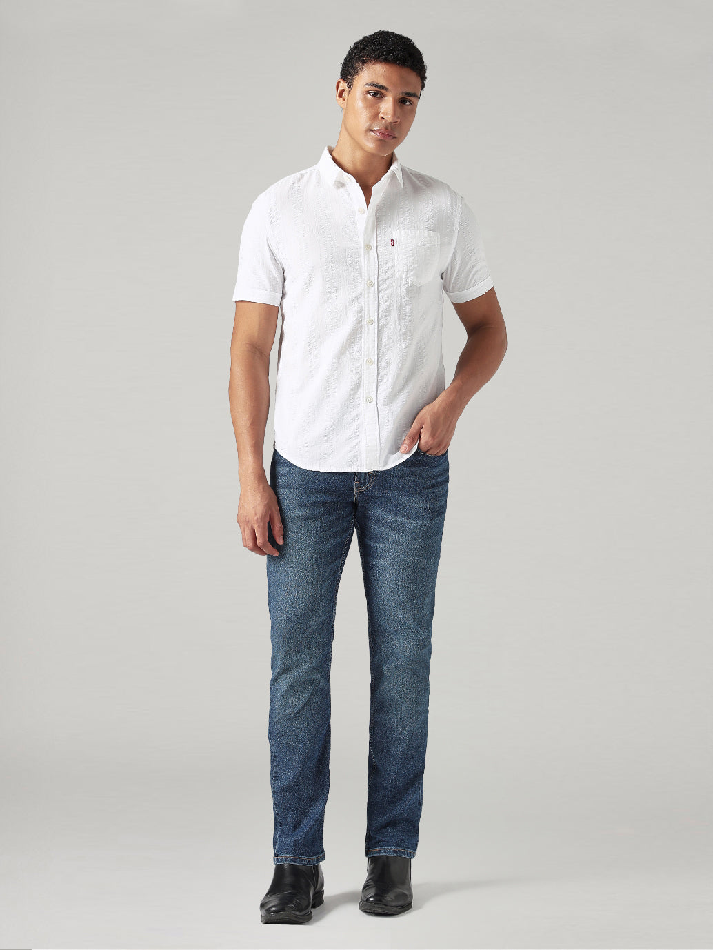 Men's Solid Slim Fit Oxford Shirt - Full View