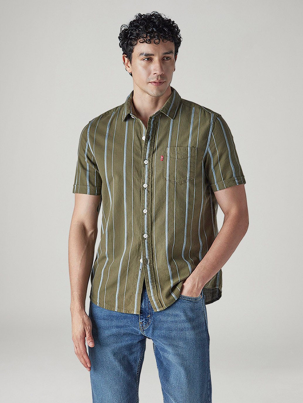 Men's Striped Slim Fit Dobby Shirt