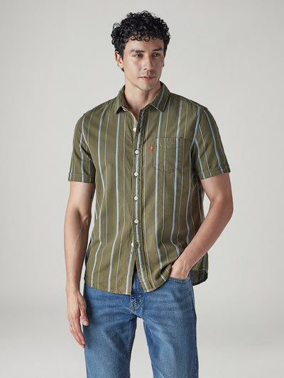 Men's Striped Slim Fit Dobby Shirt