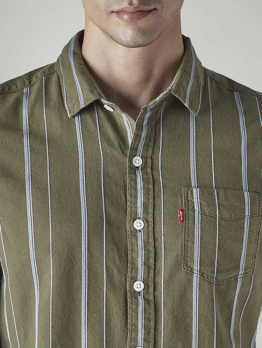 Men's Striped Slim Fit Dobby Shirt - 20 View