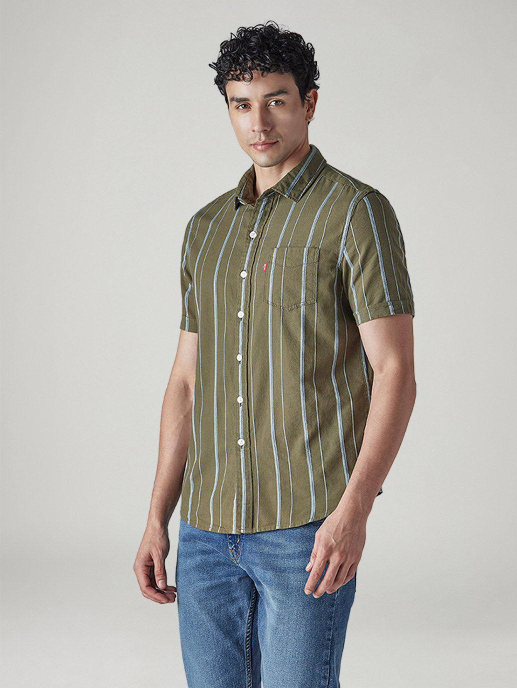 Men's Striped Slim Fit Dobby Shirt - Side View