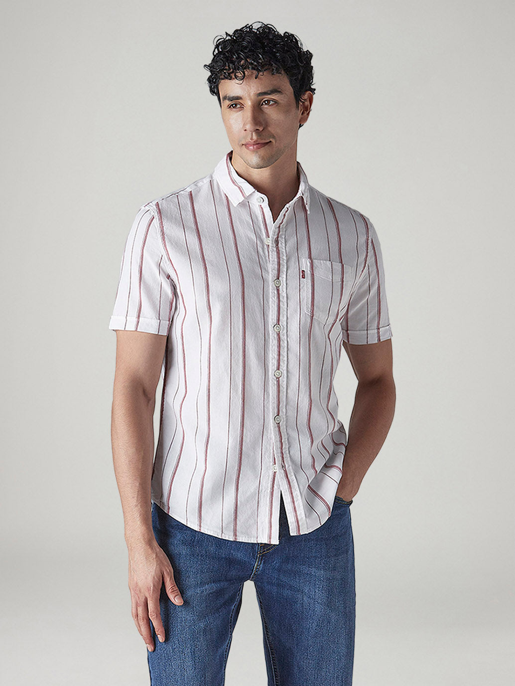 Men's Striped Slim Fit Dobby Shirt - Styleshot View