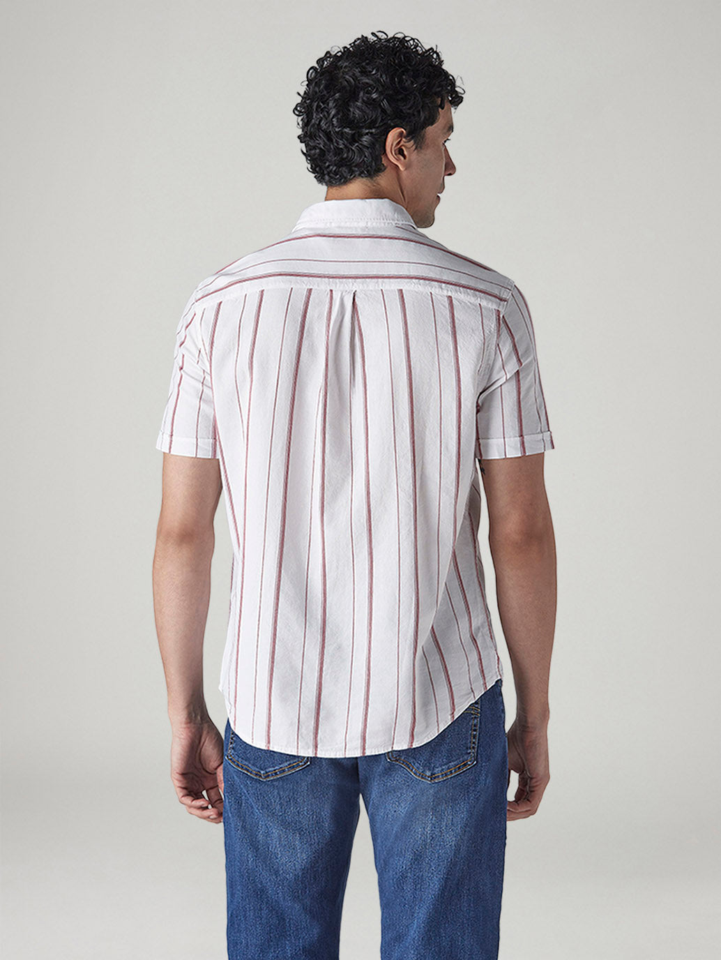 Men's Striped Slim Fit Dobby Shirt - Back View