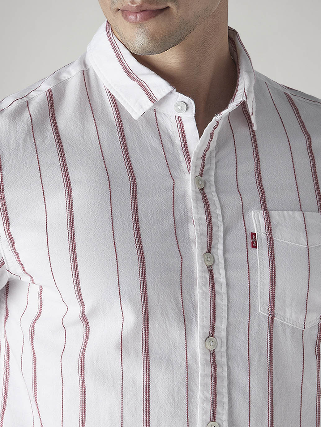 Men's Striped Slim Fit Dobby Shirt - Detail View
