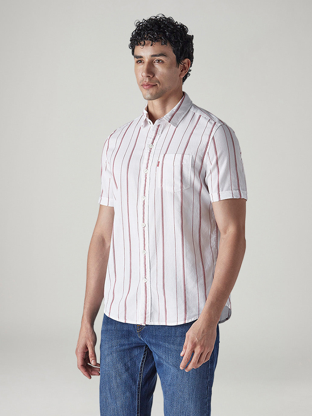 Men's Striped Slim Fit Dobby Shirt - Side View