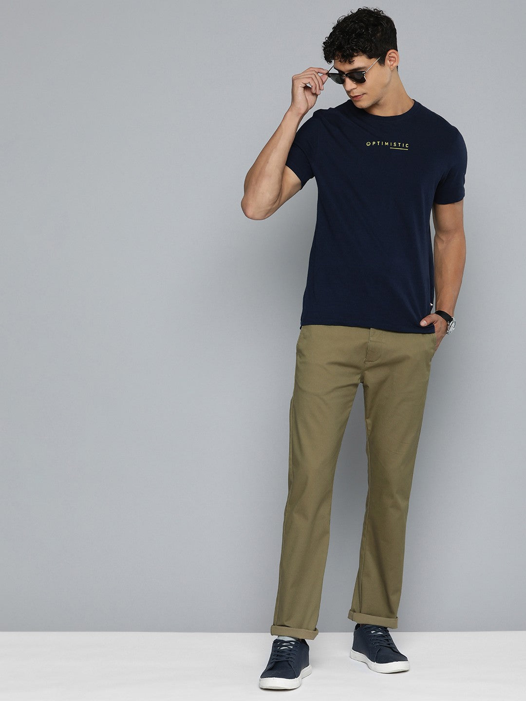 Men's Olive Slim Fit Chino Trousers