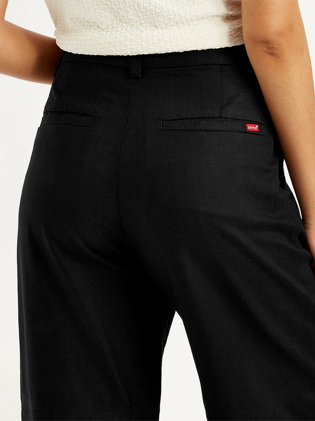 Women's High Rise Black Loose Fit Trousers - 32fe9fe22ac31c5f1a58387ec120079f View