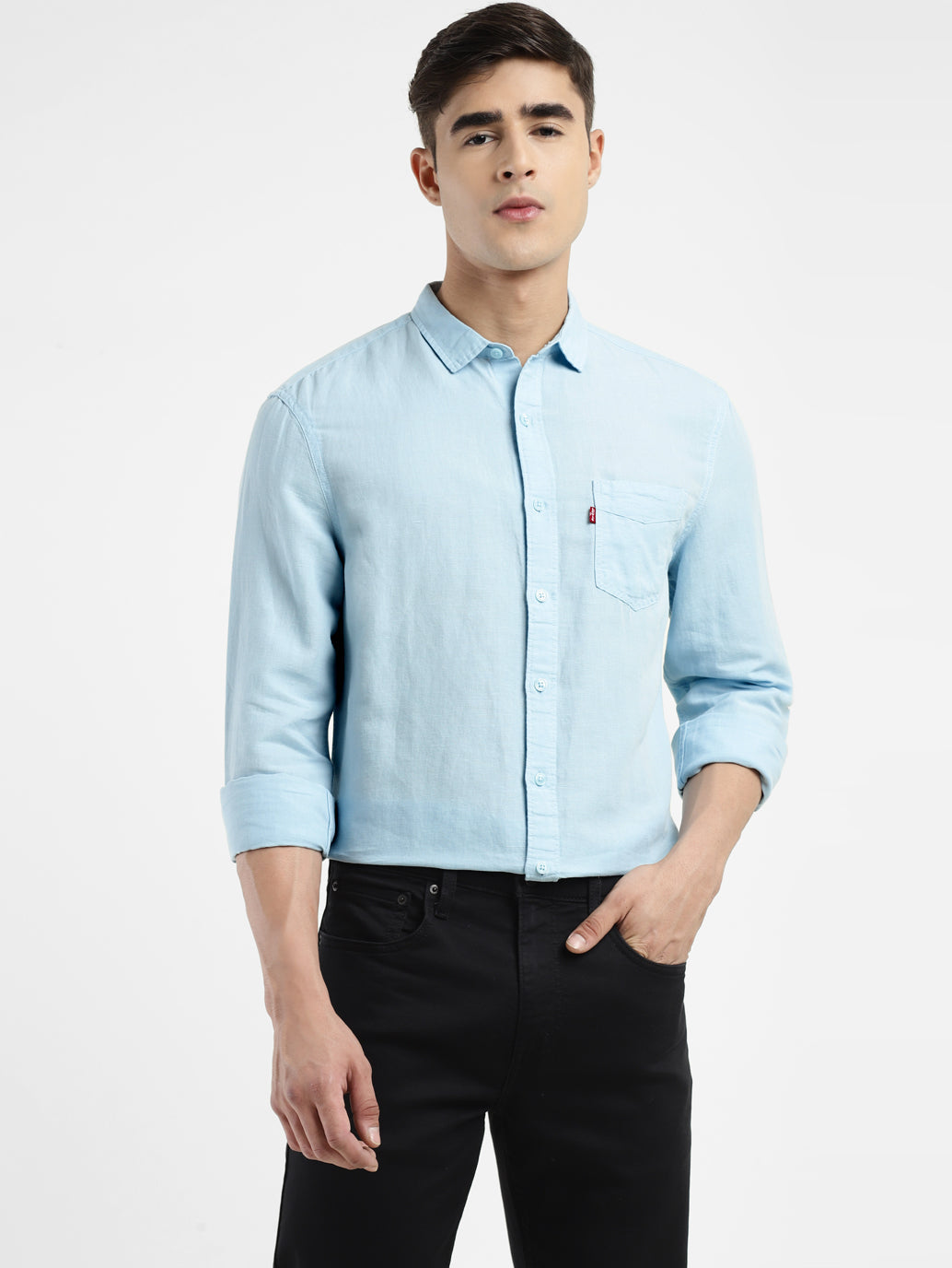 Men's Solid Spread Collar Shirt