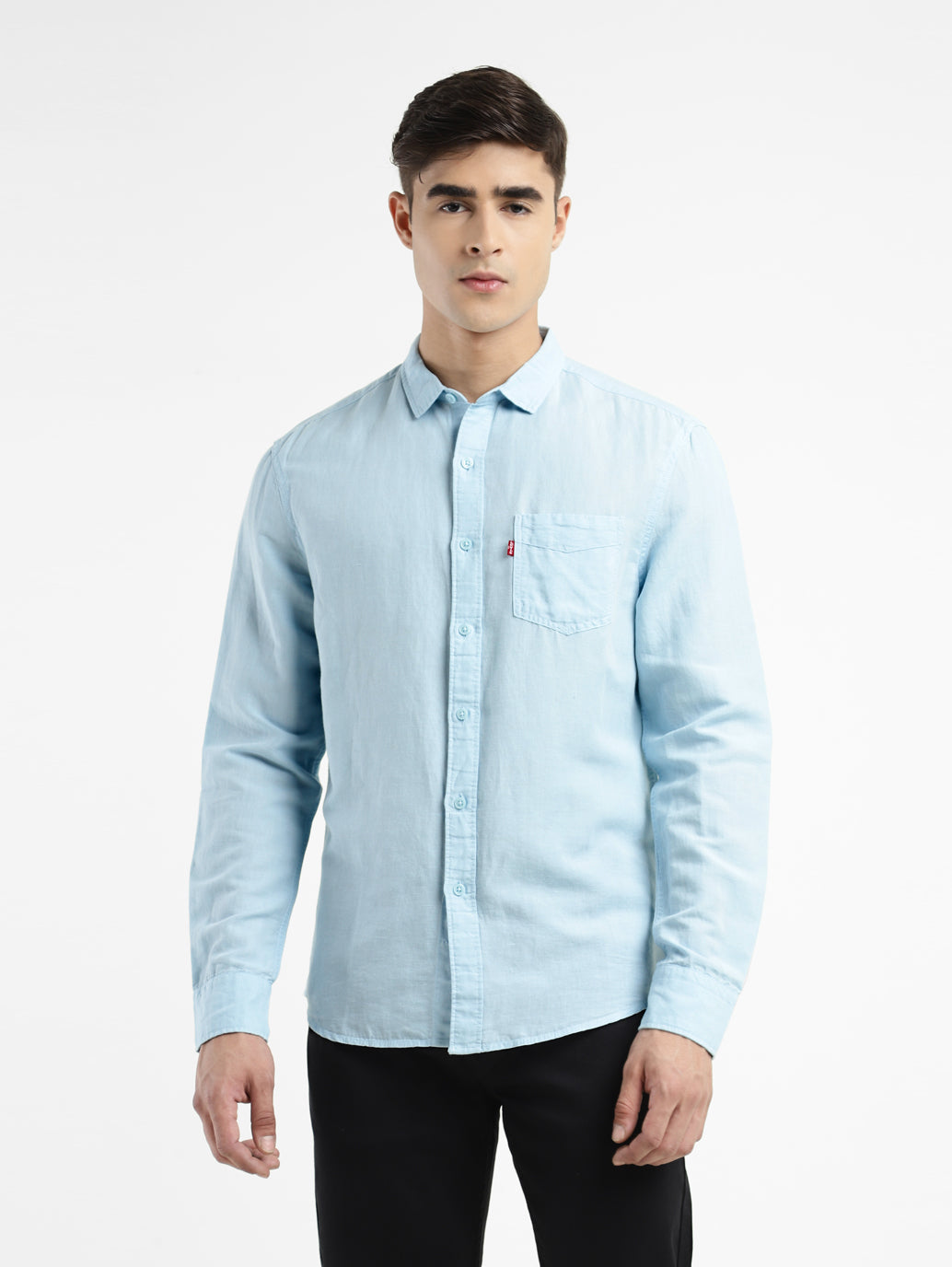 Men's Solid Spread Collar Shirt