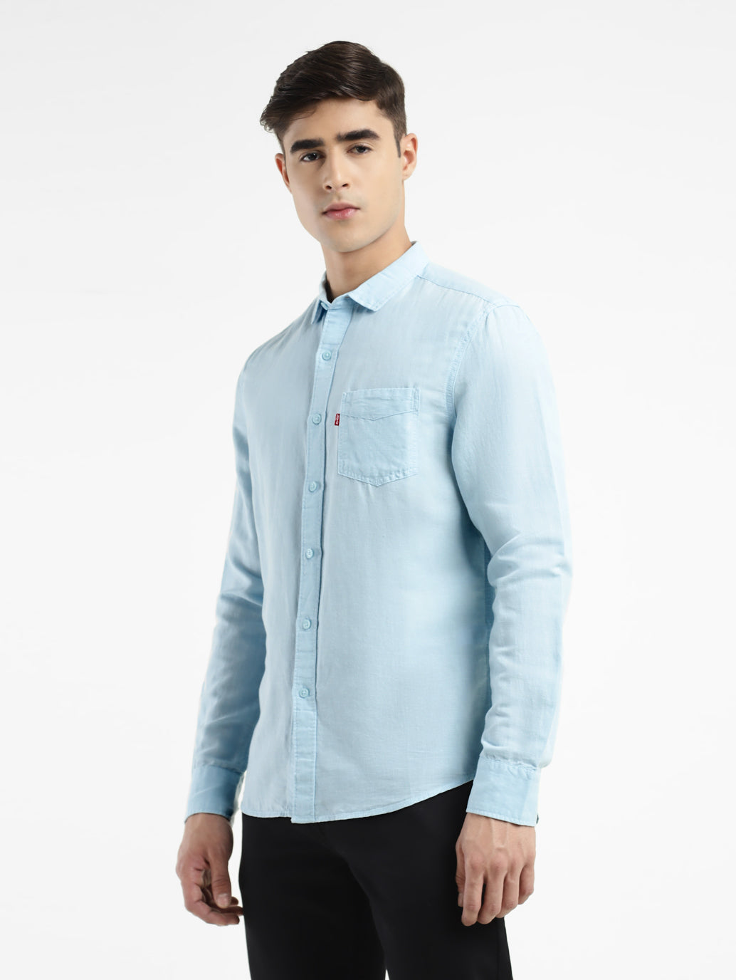 Men's Solid Spread Collar Shirt