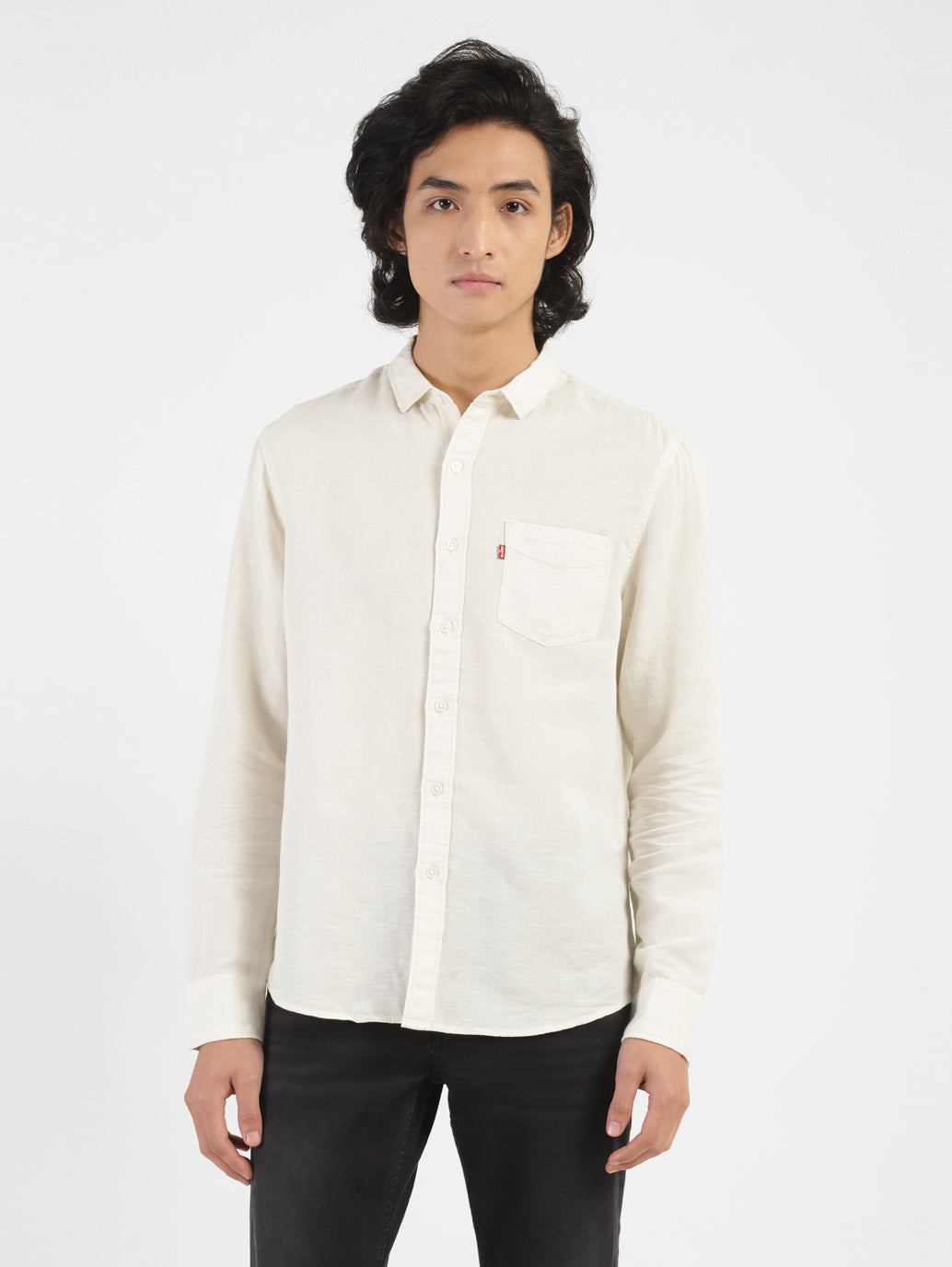 Men's Solid Spread Collar Shirt