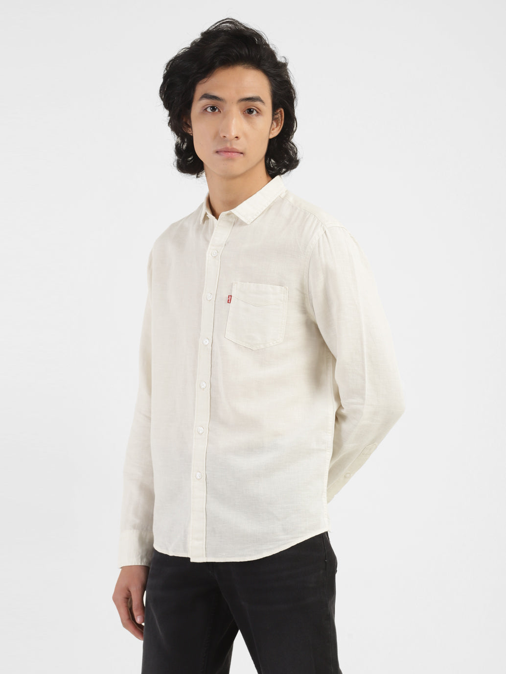 Men's Solid Spread Collar Shirt