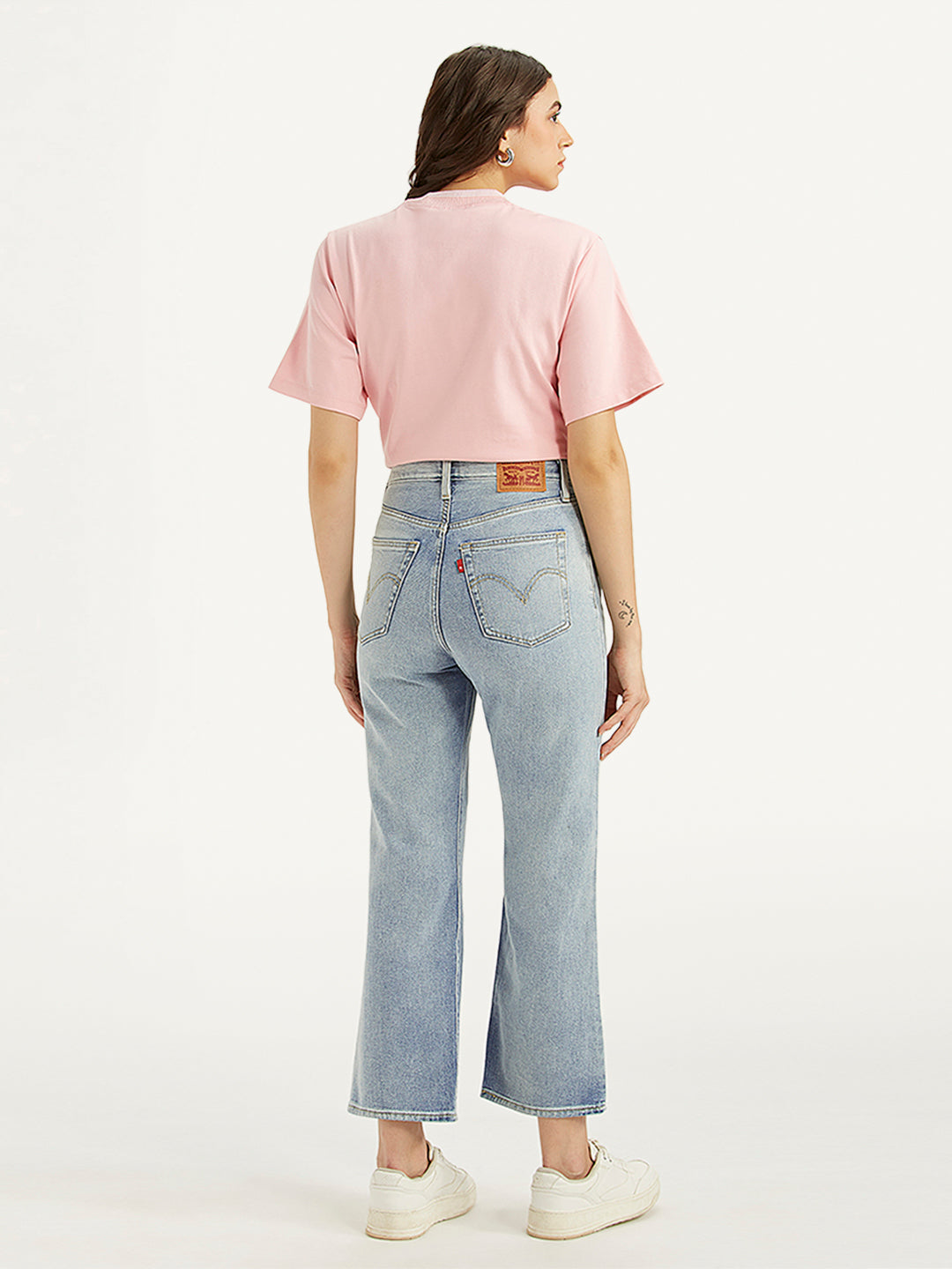 Women's Light Blue Ribcage Cropped Bootcut Fit High Rise Jeans - 34adb8b011e17da7f0f12affdd856c8c View