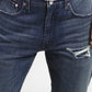 Men's 512 Mid Indigo Slim Tapered Fit Distressed Jeans