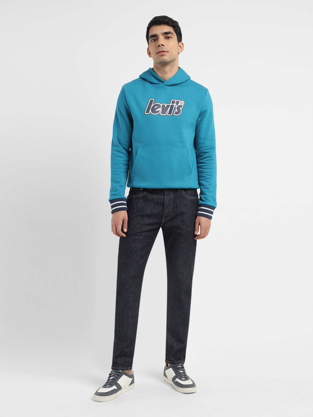 Men's 512 Navy Blue Slim Tapered Fit Mid Rise Jeans - ModelFront View