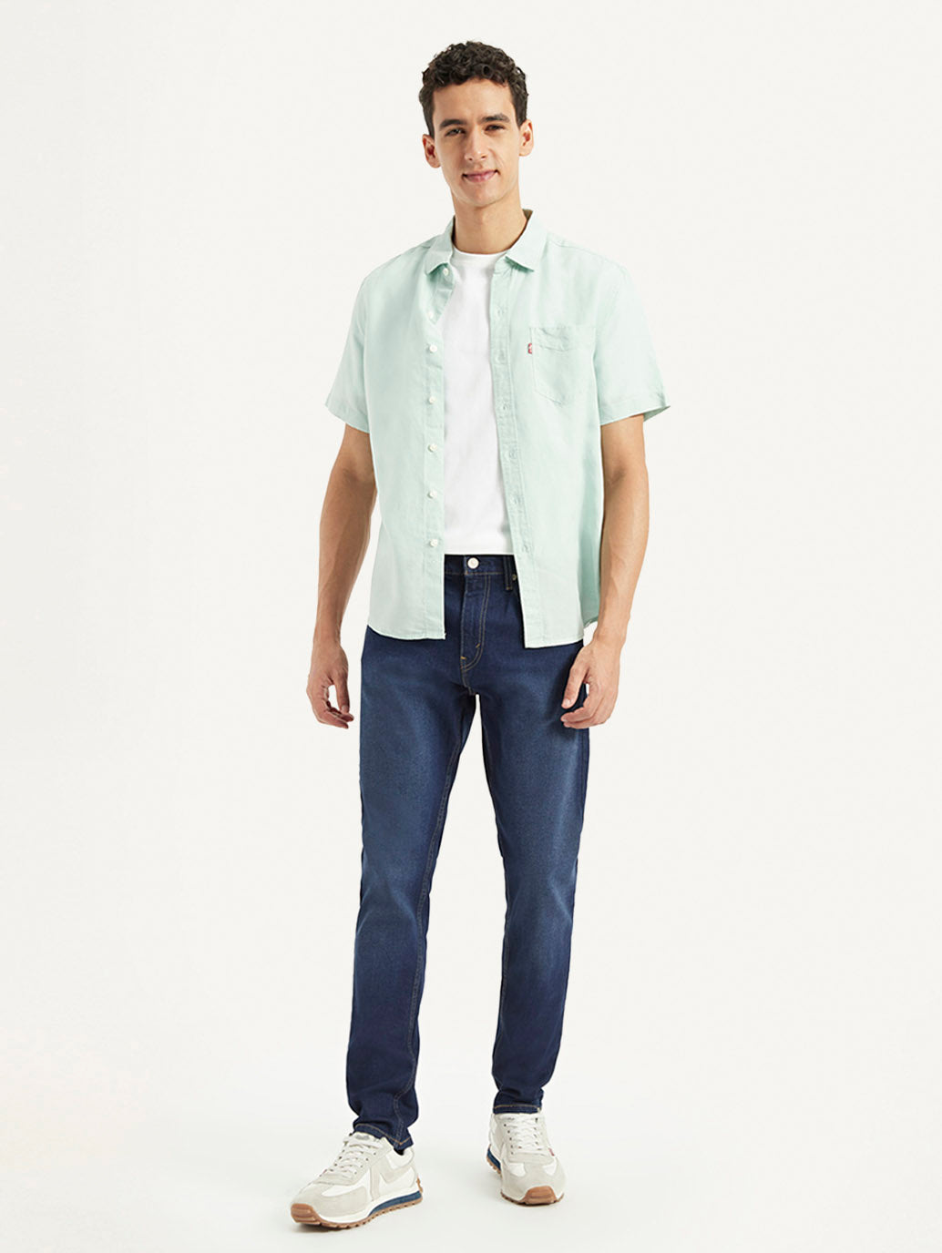 Men's 512 Dark Blue Slim Tapered Fit Mid Rise Jeans - Styleshot View