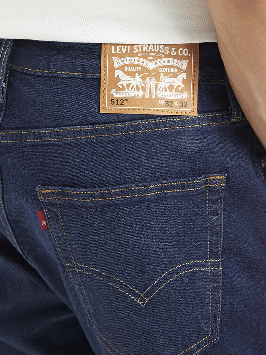 Men's 512 Dark Blue Slim Tapered Fit Mid Rise Jeans - Detail View