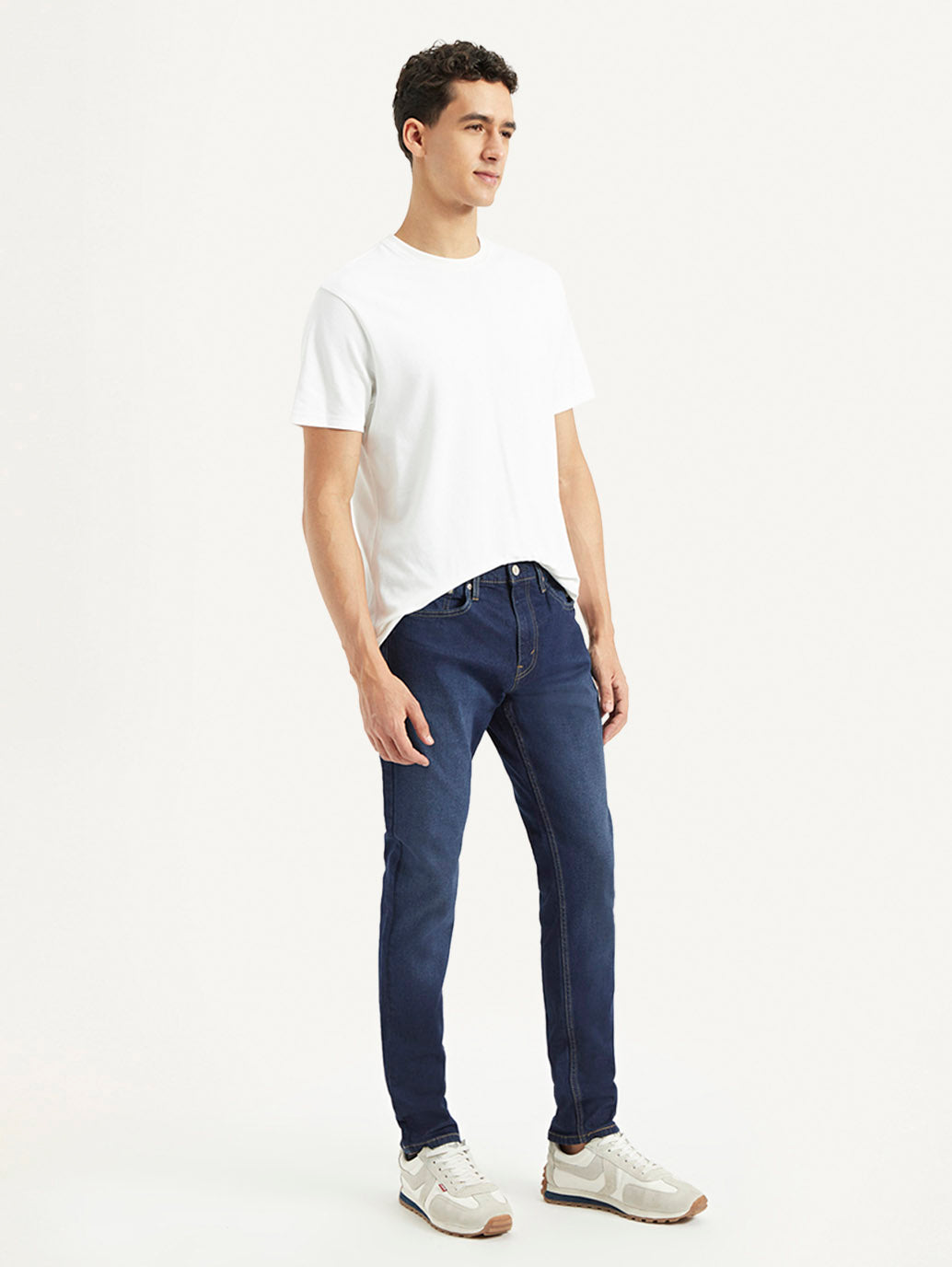 Men's 512 Dark Blue Slim Tapered Fit Mid Rise Jeans - Side View