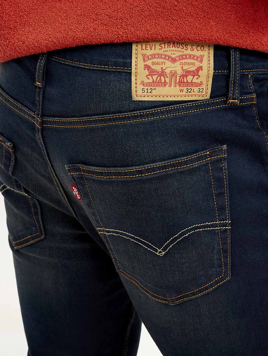 Men's 512 Navy Blue Slim Tapered Fit Mid Rise Jeans - Detail View