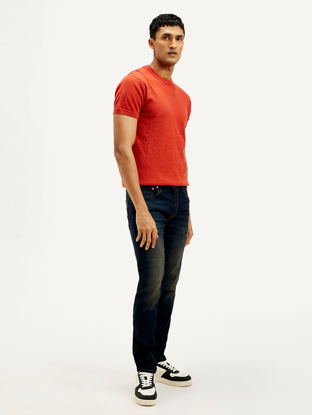 Men's 512 Navy Blue Slim Tapered Fit Mid Rise Jeans - Side View