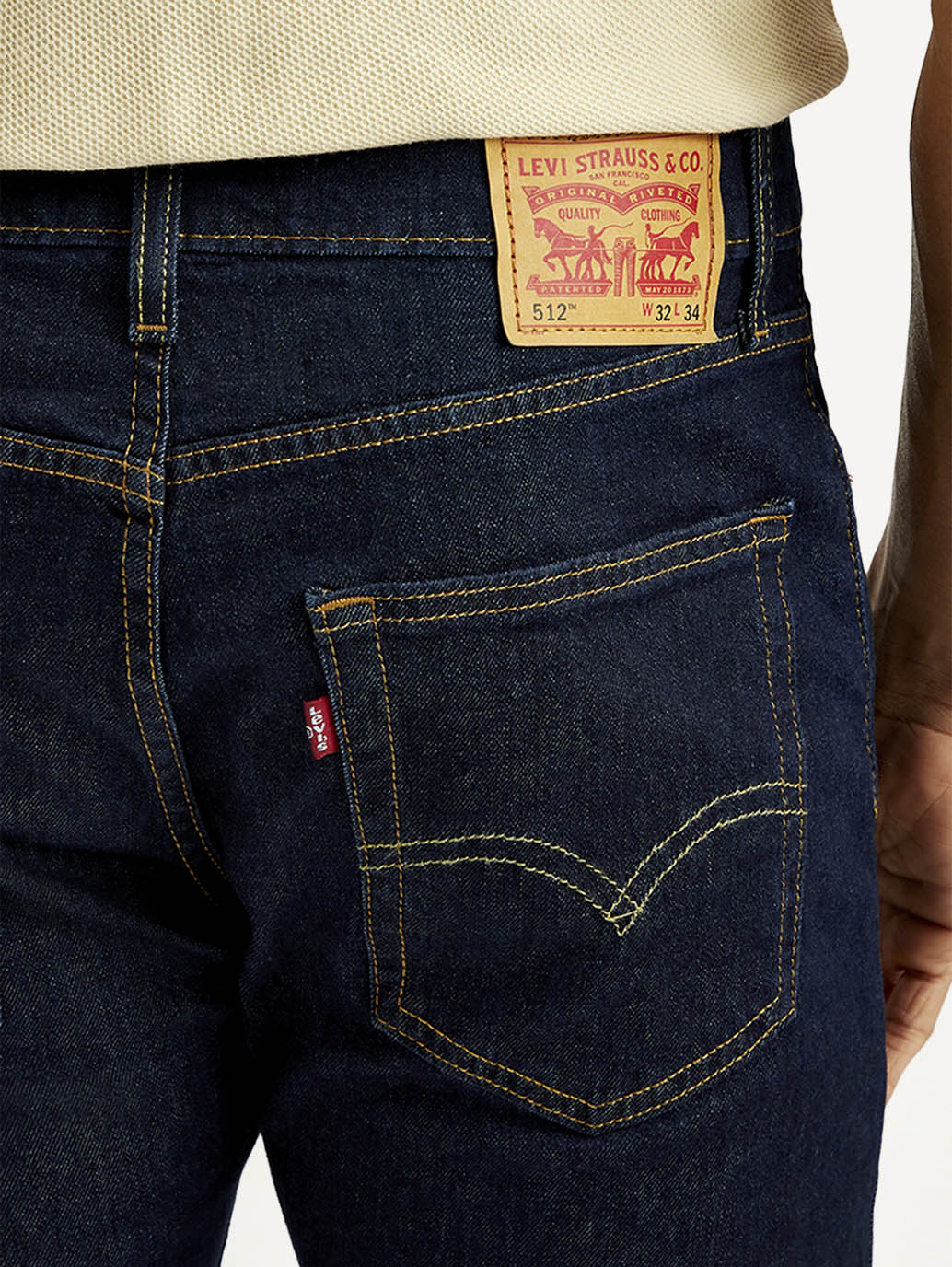 Men's 512 Navy Slim Tapered Fit Mid Rise Jeans - Detail View