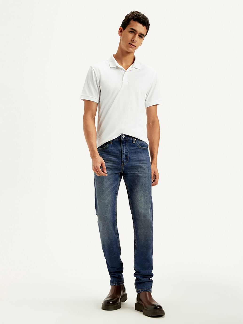 Men's 512 Blue Slim Tapered Fit Mid Rise Jeans - Styleshot View