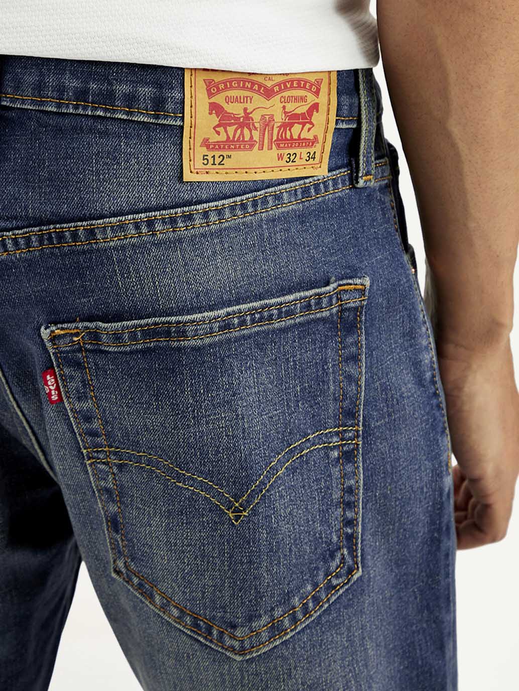 Men's 512 Blue Slim Tapered Fit Mid Rise Jeans - Detail View