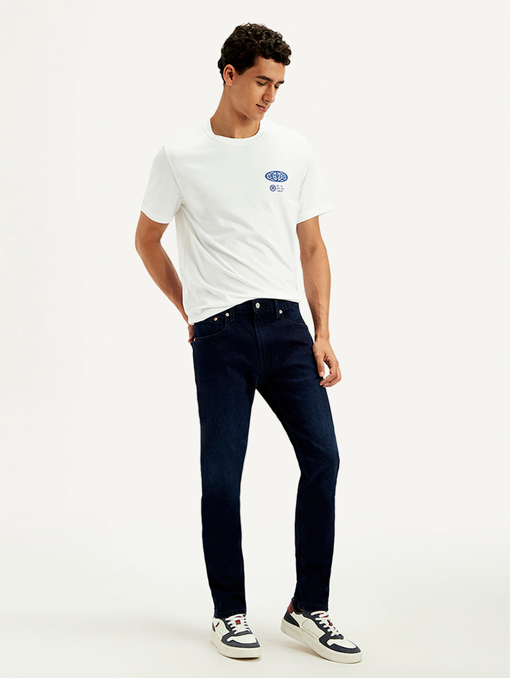 Men's 512 Dark Blue Slim Tapered Fit Mid Rise Jeans - Styleshot View